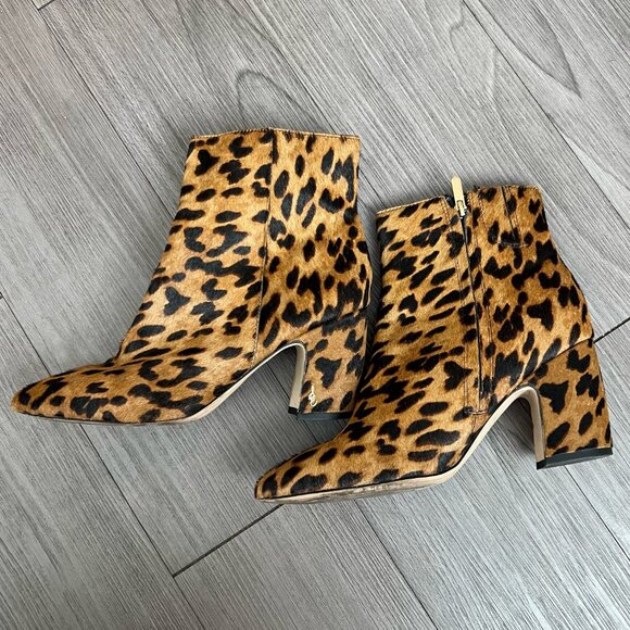 Sam Edelman Hilty Leopard Print Calf Hair Pointed Toe Ankle Boot Size W9.5 - Picture 3 of 6